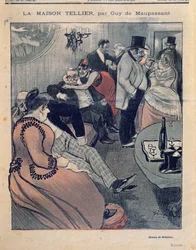 Ilustração para &39;La Maison Tellier&39; de Guy de Maupassant (1850-93), capa de &39;Gil Blas&39;, 9 de outubro de 1892 (detalhe) (ver também 199745)